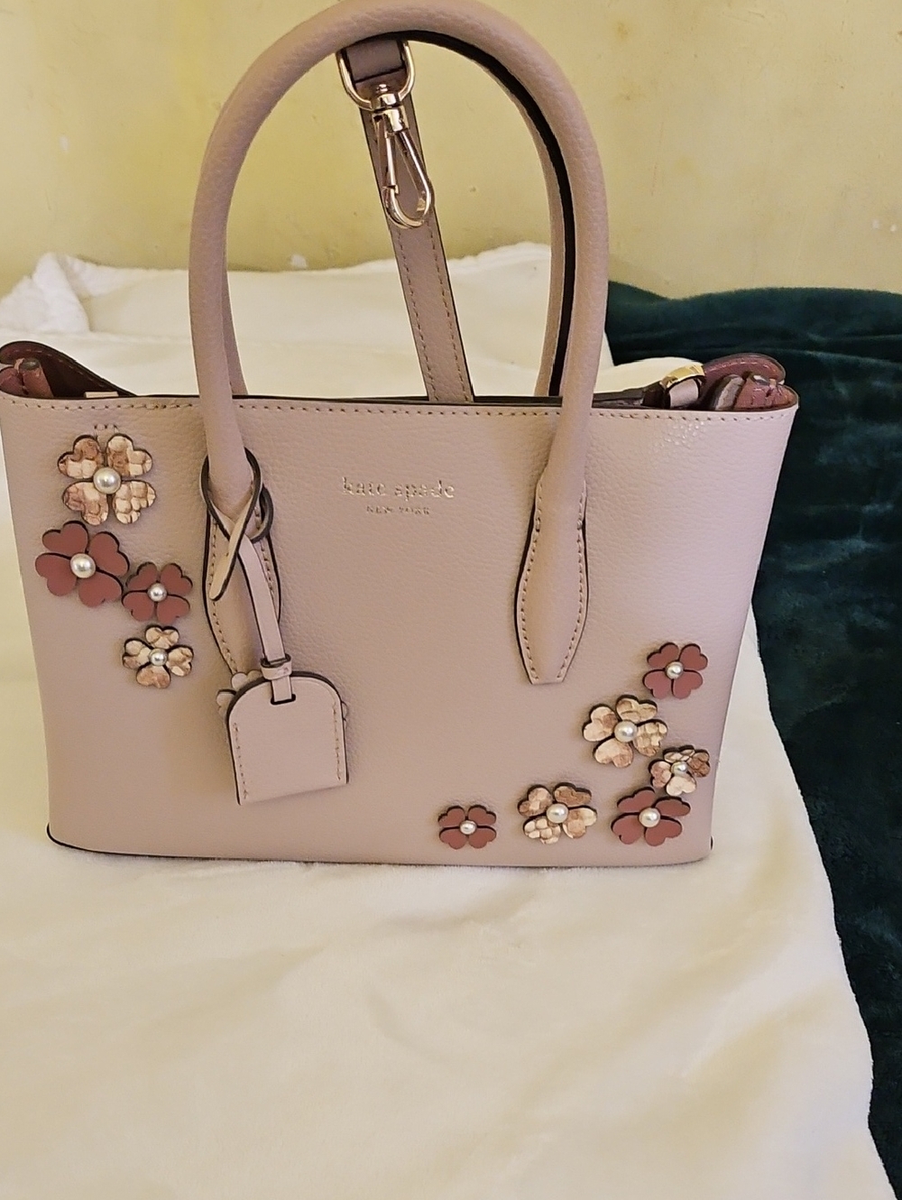 Kate Spade Pink Floral Applique Leather Satchel